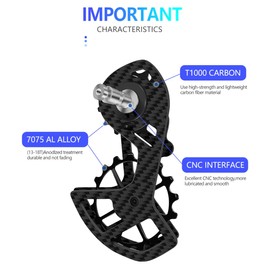 Carbon Big Pulley for Dura-ace / Ultegra with Ceramic Bearings R9100 R9200 / R8000 R8100 Pulley Set Carbon Fiber Bearing Rear Wheel Guide Wheel (Black)
