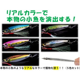Night Army Real Color Metal Jig 5 Colors Lure Set, Reinforced Hooks, Center Balance, Shore Jigging, Choose Weight (30g)