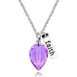 Uloveido Womens Stainless Steel Faith Mustard Seed Necklaces Purple Tear Drop Pendant Necklace Jewelry for Ladies or Mother's Gift Y796(purple)
