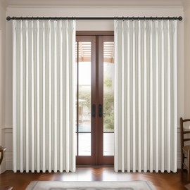 QJmydeco Extra Wide Curtains 70 Inches Wide for Living Room 84 Inch Length 2 Panels, Heavy Duty Pinch Pleated Linen Blackout Sliding Door Window Curtains Thermal Privacy Drapes(70" W x 84" L x 2)