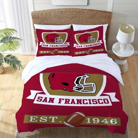 San Francisco Twin Bedding Set Football Sports Home Room Decor 3 Pieces Comforter Set Includes Comforter 1 Cover and 2 Pillow Shams for Boys Girls Teens Women Men Football Team Players Lover