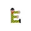 Wooden Letter E with Colourful Clowns Design
