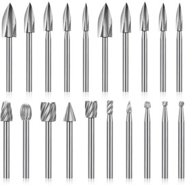Honoson 20-Piece Wood Carving Tools Set - Includes HSS Engraving Drill Accessories & HSS Carbide Wood Milling Burrs - Universal Fitment for Rotary Tools, DIY Crafts