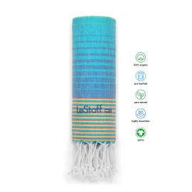 LeStoff The Traditional Hammam Towel, Beach Towel, Bath Towel, Sauna Towel, Shower Towel, Spa, Sports, Yoga, Travel, 100% Organic Cotton, Sustainable, Natural, Soft and Prewashed. (95 x 180 cm,
