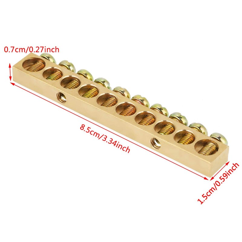 10pcs 10-Hole Electrical Distribution Wire Screw Terminal Brass Ground Neutral