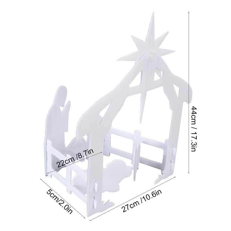 44x27x5cm Christmas Jesus Scene White PP Hollow Board Outdoor Nativity