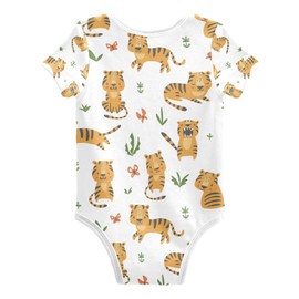 vvfelixl Baby Girls'Short-Sleeve Bodysuit,Childish Tiger Baby Onepiece Infant Outfits for Boy Newborn 0-3 Months, Multicolor, 18-24 Months