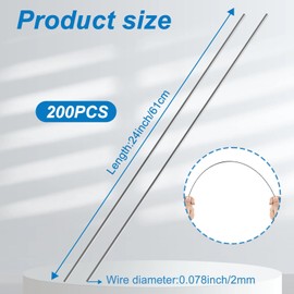 Hlimior 200 Pcs 24 Inch Insulation Support - 24“ Wire Insulation Support Wire, 1095 Carbon Steel Metal Insulated Wires