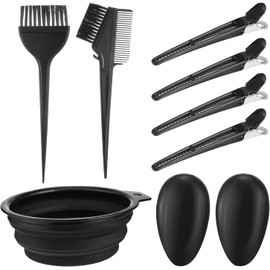 MEISO Hair Dye Brush 9 Pcs Hair Dye Kit Hair Color Brush Hair Colour Brush Hair Bleach Kit Highlights Hair Dye Kit with Brush Tinting Bowl Ears Covers Hairdressing Clips for Highlighting Coloring