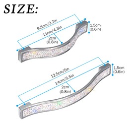 SAVORI Drawer Pulls Handle Bling Crystal Dresser Cupboard Closet Cabinet Wardrobe Door Furniture Handles Hardware Handle Pull for Home Kitchen Bathroom 4 Pack (11cm - 4 Pack, AB Color)
