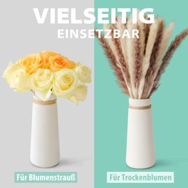 flature Ceramic Vase for Pampas Grass - Bouquet Vase White Matt as Boho Decoration, Large Vase 25 cm High for Flowers, Home Decoration for Fresh Flowers, Dried Flowers, Bouquet Office (Size L)