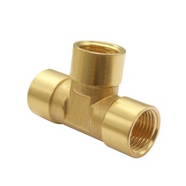 Hooshing Brass Tee Pipe Fitting 1/2" x 1/2" x 1/2" NPT Female Tee Adapter for Fuel Oil Gas Plumbing