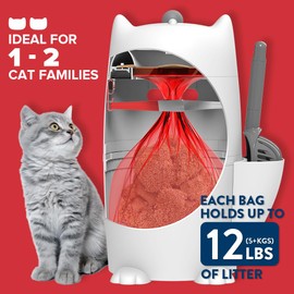 Red Rocket Pets Litter Trash Can for Cat Kitty Twister Plus, Litter Disposal System, No Smell Litter Storage Container with Scooper, 2X Refill Bags and 2X Charcoal Sachets (Standard)