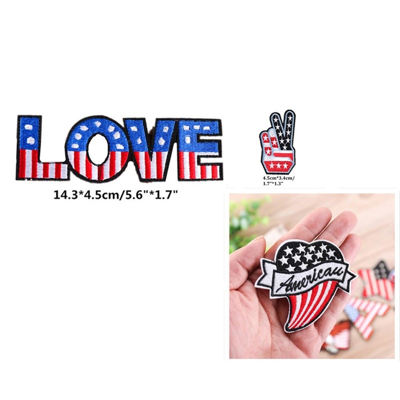 13pcs Red White and Blue American Flag Iron on Patches