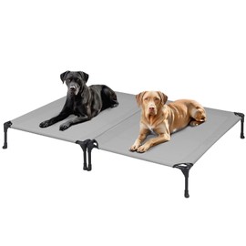 Veehoo 2 Pack Raised Dog Bed, Cooling Elevated Dog Bed, Portable Pet Cot with Washable & Breathable Mesh, No-Slip Feet, Durable Dog Cots Beds for Large Dogs, 42" x 30", Grey, CWC1803-L