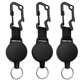 BiaoGan Retractable Keychains, 3 Pack Heavy Duty Retractable Badge Reels with Multipurpose Metal Carabiner, Extendable Keychain with 60cm Steel Wire Rope,10 oz
