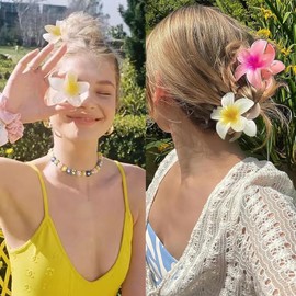6 Stück Blumen Haarspangen Rutschfeste Hawaiianische Große Flower Hair Clip Haarklammern für Frauen für Mädchen Dick Dünn Haar, Urlaubsgeschenke