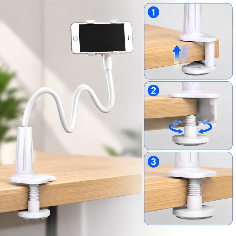 Flexible Gooseneck Phone Holder Stand – Adjustable Lazy Bedside Mobile