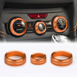 Auovo AC Knob Cover Accessories for Subaru Forester 2019-2024/ Crosstrek 2018-2023/ Impreza 2017-2023 Car Interior Trim AC Climate Control Knob Ring Air Condition Switch Trims (Sun Orange, Version B)