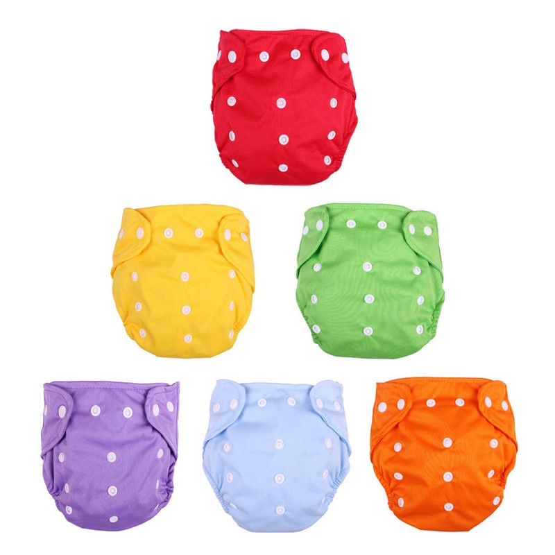 6PCS Baby Cloth Diapers Adjustable Washable Reusable Soft Breathable Infant