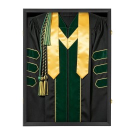 Black Large Lockable Graduation Shadow Box Lined Grad Cap Gown Diploma Display Frame Wall Mount Grad Keepsake Acrylic Casecolor: Black, size: 23*31 INCH