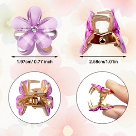 Maxqzin 40Pcs Flower Hair Clips, Mini Crystal Flower Hair Clips Cute Metal Claw Clip Hair Barrettes for Girls Women
