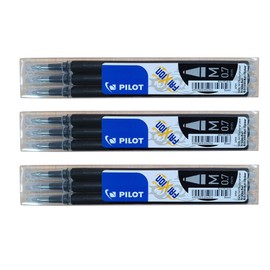 Pilot Frixion erasable pens refill, 9 refill bundle Black gel ink fine point 07 (Black)