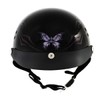 Hot Leathers HLT70 Purple Butterfly Glossy Black DOT Motorcycle Half