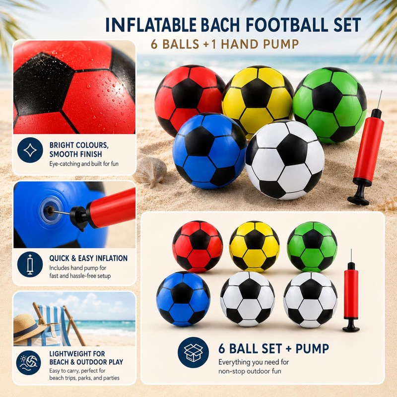 XLTXWD Inflatable Football, Footballs Multipack, Blow Up Football and Pump