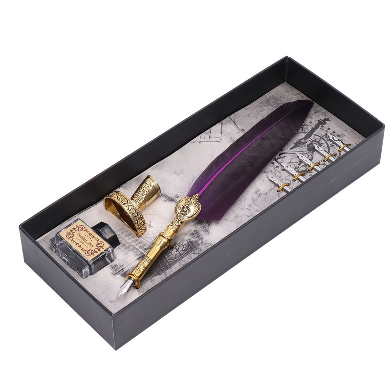 Feather Pen Exquisite Vintage Elegant Stainless Steel Smoothly Writing Wear
