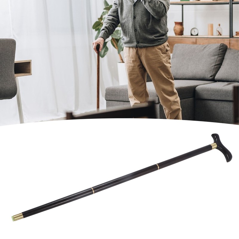 African Blackwood Detachable Walking Stick Elderly Ergonomic 3 Section Walking