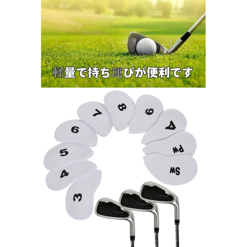 YFFSFDC Golf Iron Covers Headcovers 10 Pcs (3-9, A, Pw,