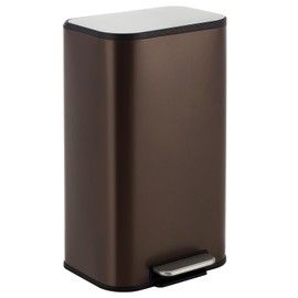 DYTesa 8 Gallon Brown Stainless Steel Kitchen Trash Can - Rectangular Foot Pedal Garbage Bin with Soft-Close Lid & Removable Inner Bucket, Suitable for Home, Office, Living Room