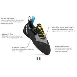 SCARPA Men's Vapor S Rock Climbing Shoes for Sport Climbing and Bouldering - Smoke/Yellow - 9.5-10