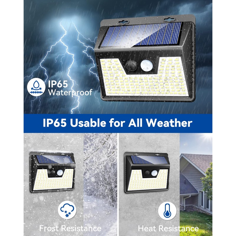 Peasur Solar Powered Lights Outdoor Motion Sensor, 2 Pack 140