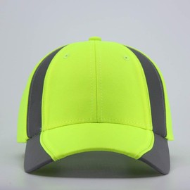 The Vintage Year Reflective High Visibility Piping Neon Polyester Twill Low Profile Structured Baseball Cap (Neon Yellow/Ref.Gray)