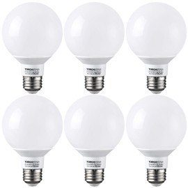 TORCHSTAR G25 LED Light Bulb, 60W Equivalent, 2700K Soft White, Dimmable, 5.5W Vanity Light Bulbs, UL-Listed, Pack of 6