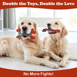 CattySafe Tough Dog Toys for Aggressive Chewers, 2 Pack Indestructible Dog Chewers for Medium Large Breeds, Dogs Chew Toys Bone to Keep Them Busy, Boredom for Large Breed, Bacon Flavor