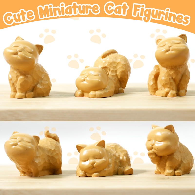 Pamonrueer 10 Pcs Cute Miniature Resin Cats Landscape Cats Figurines