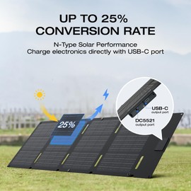 EF ECOFLOW 45W Portable Solar Panel with Type-C, 25% Conversion Efficiency, N Type Solar Cell for Power Stations, IP68 Waterproof, Foldable Lightweight Solar Panel (Unable to Connect in Series)