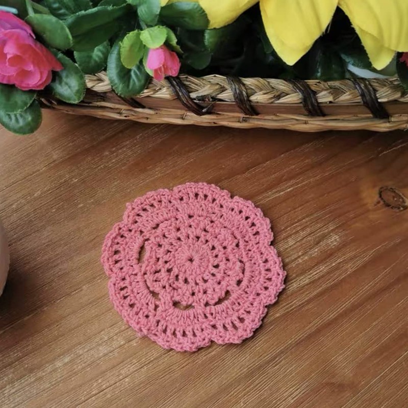 Phantomon Lace Round Crochet Doilies Handmade Coasters, 4-Inch, Pack of
