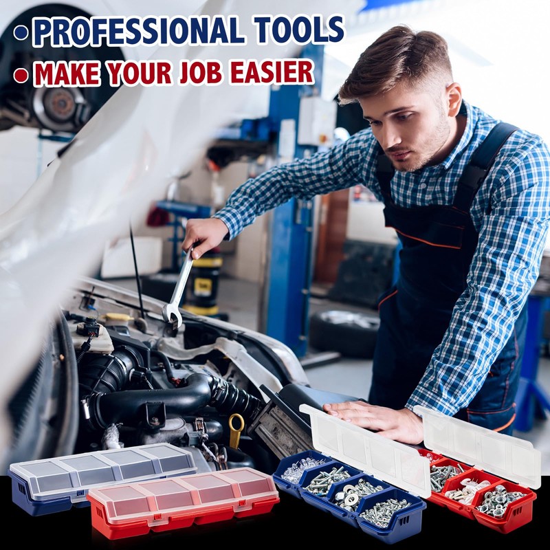 Hushee 6 Pcs Screw Organizer Box with Lid 4 Compartments