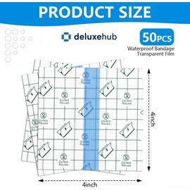 Transparent Wound Dressing, Breathable, Latex-Free, Hypoallergenic, 20 Pieces/Box (2"x2")