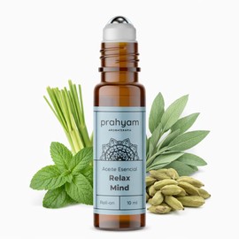 PRAHYAM Roll On Aceites Esenciales de Aromaterapia para Migraine Relief Relax Mind - 10 ml - Con Esencias Florales de Bach - Aroma 100% Natural y Calidad Premium
