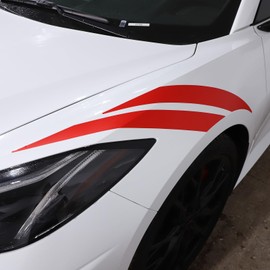 Suetlcoity Car Headlight Decal Compatible with Corvette C8 2020-2024,Car Decal Decoration Color Stripe Stickers (Red Color)