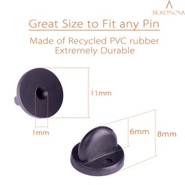 BEADNOVA Rubber Pin Back Butterfly Clutch Backings Pin Cap Replacement for Badges, Lapel Pinback (100pcs)