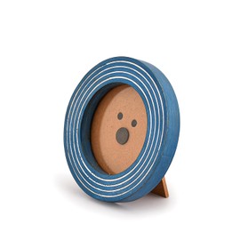 BHAVATU Wall & Tabletop Frames Acacia Wood 4"X 4" Round Picture Frame Blue for Tabletop Display, Retro Home Display Retro Home Décor
