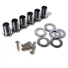 6 Chrome machine head nuts, guitar bushing/ferrules with screws and washers