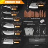MDHAND 14PCS Professional Butcher Knife Set with Roll Bag, Hand