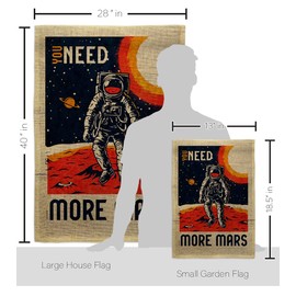 Angeleno Heritage More Mars Burlap Garden House Flag Kit Armed Forces NASA Space Program Discovery Sky Astronomy United State American US Decoration Banner Small Yard Gift Double-Sided, Made in USA
